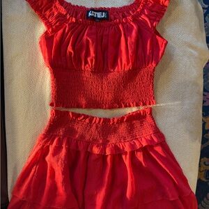 Katie J NYC Red Skirt Set